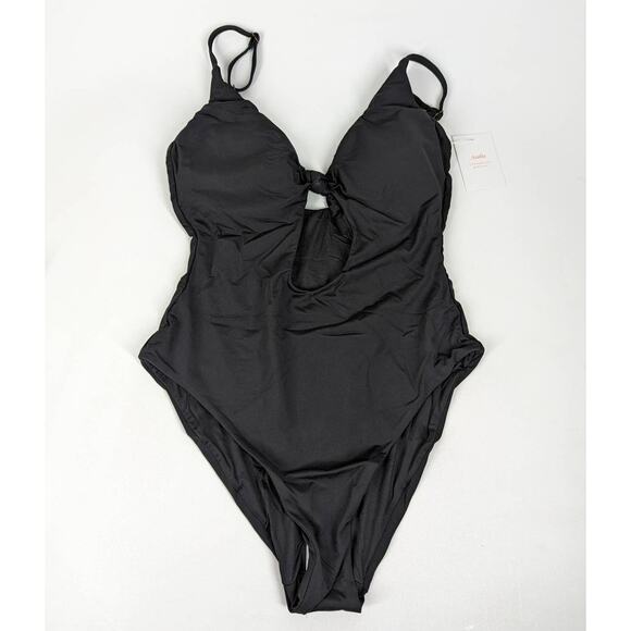 Andie Swim Santorini Black One Piece Swimsuit Cutout Size Large NWT Swimwear - Picture 2 of 6